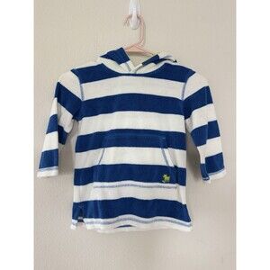 Mini Boden Patterned Hooded Towel Beach Coverup Striped Terry Hooded Size 2-3y